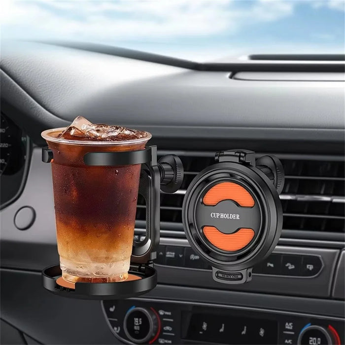 Air Vent Mount Car Cup Holder Foldable Auto Drink Holder for Coffee Cup Water Bottle - Orange - 3