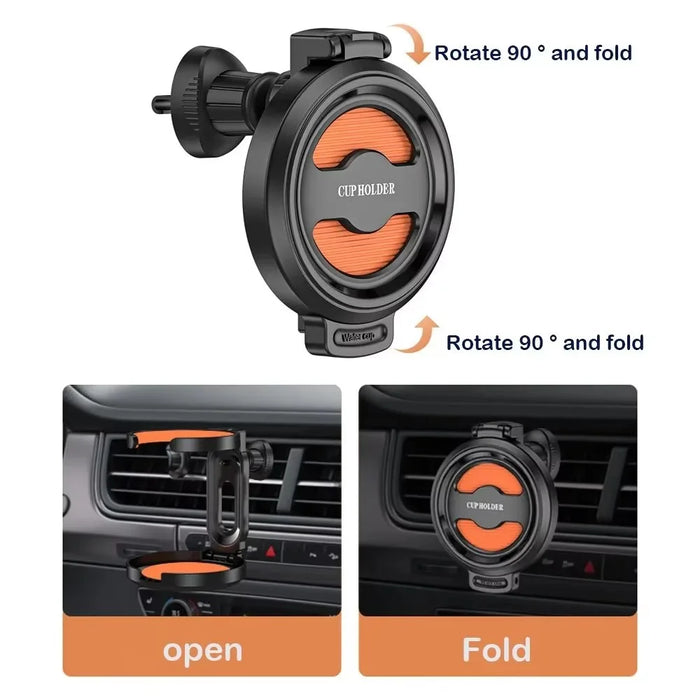 Air Vent Mount Car Cup Holder Foldable Auto Drink Holder for Coffee Cup Water Bottle - Orange - 6
