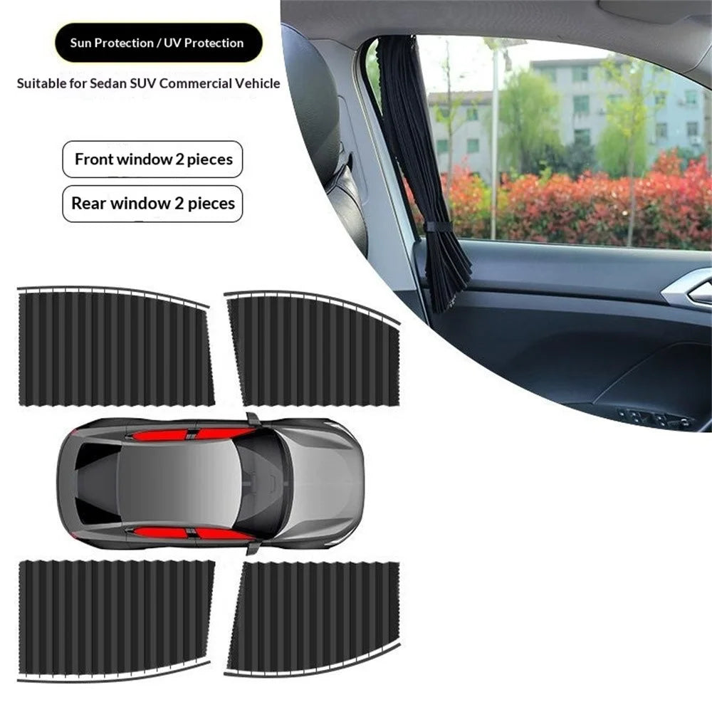 4Pcs / Set Car Magnetic Sunshade Side Window UV Protection Privacy Curtain for SUV Sedan - Black - 2