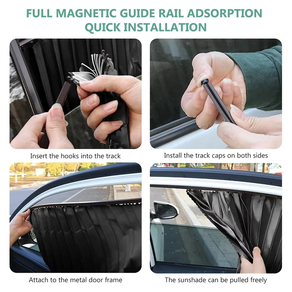 4Pcs / Set Car Magnetic Sunshade Side Window UV Protection Privacy Curtain for SUV Sedan - Black - 6