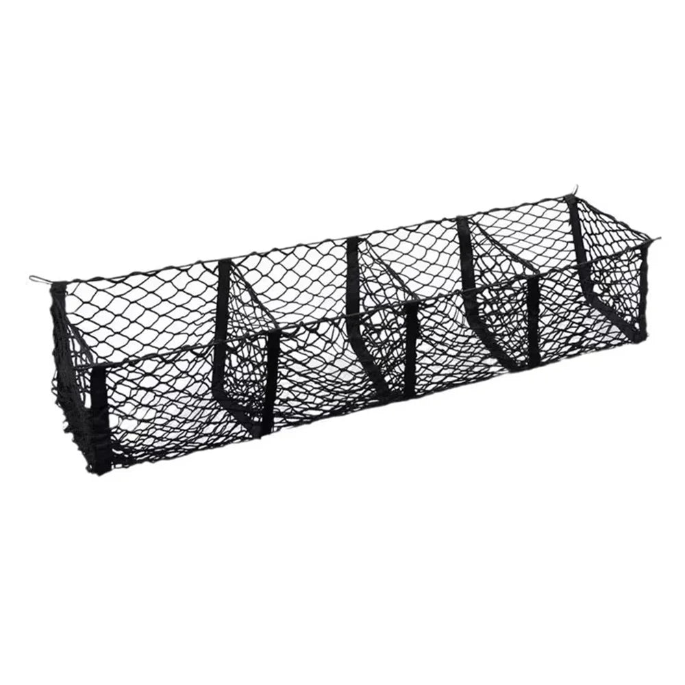 130x30cm Truck Cargo Net Organizer Mesh Storage Bag 4 Pockets Trunk Organizer for SUV Pickup Bed - Black - 1
