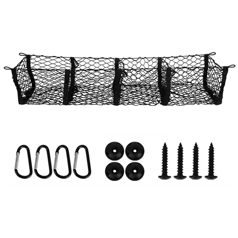 130x30cm Truck Cargo Net Organizer Mesh Storage Bag 4 Pockets Trunk Organizer for SUV Pickup Bed - Black - 6