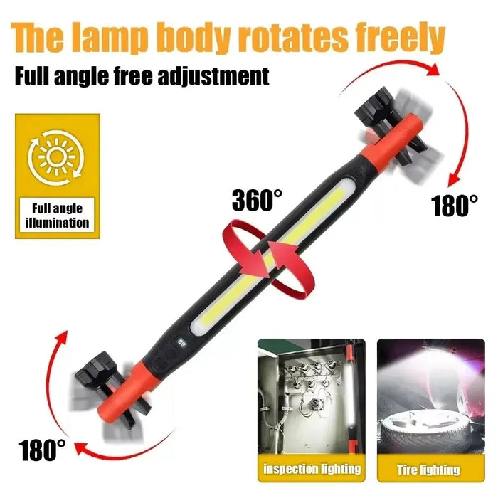 3000 Lumens LED Work Light Magnetic Rechargeable Dimming COB Flashlight 360 Degree Rotating Auto Inspection Light Repair Lamp for Car Repair Emergency - 2
