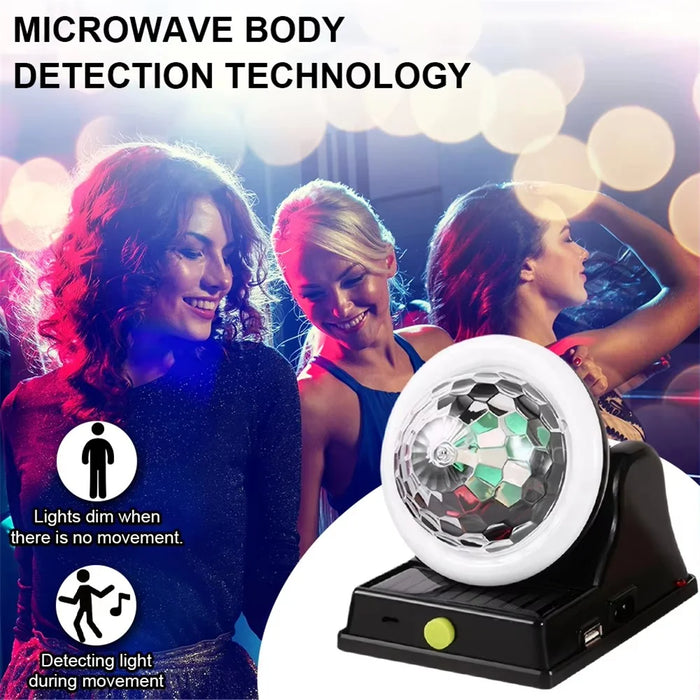 Solar Powered LED Disco Magic Ball Light RGB Motion Sensor IP55 Waterproof Party Light for DJ KTV Bar - Gold - 4