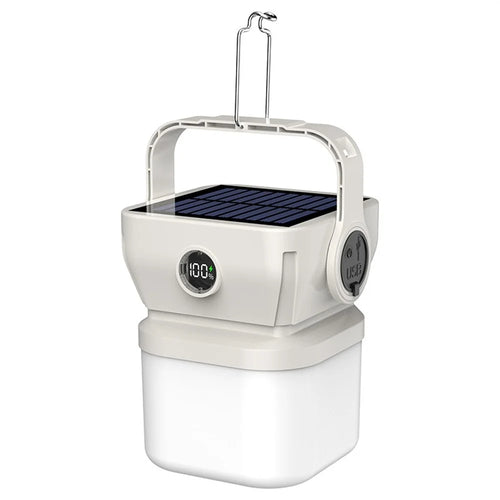 Solar Camping Lantern 360 Degree Rechargeable Waterproof Portable LED Light for Outdoor Emergency - White - 1