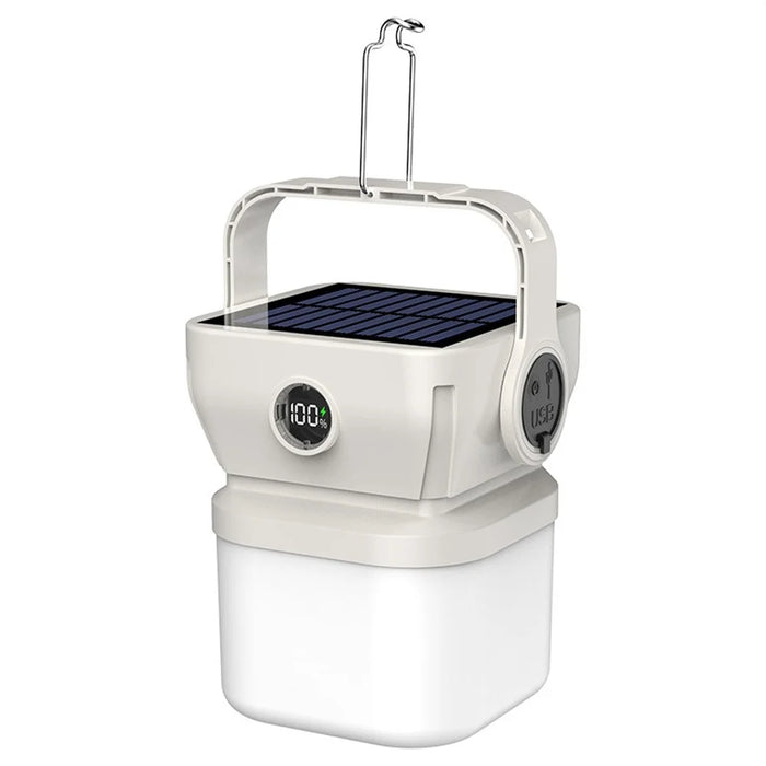 Solar Camping Lantern 360 Degree Rechargeable Waterproof Portable LED Light for Outdoor Emergency - White - 1