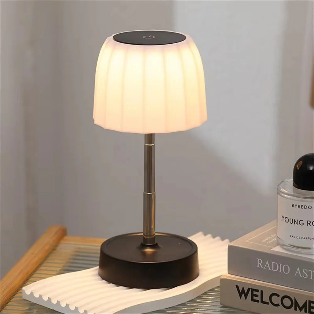 Touch Control LED Table Lamp Rechargeable Wireless Stepless Dimming Desktop Light for Bedroom Living Room - Stripes - 2