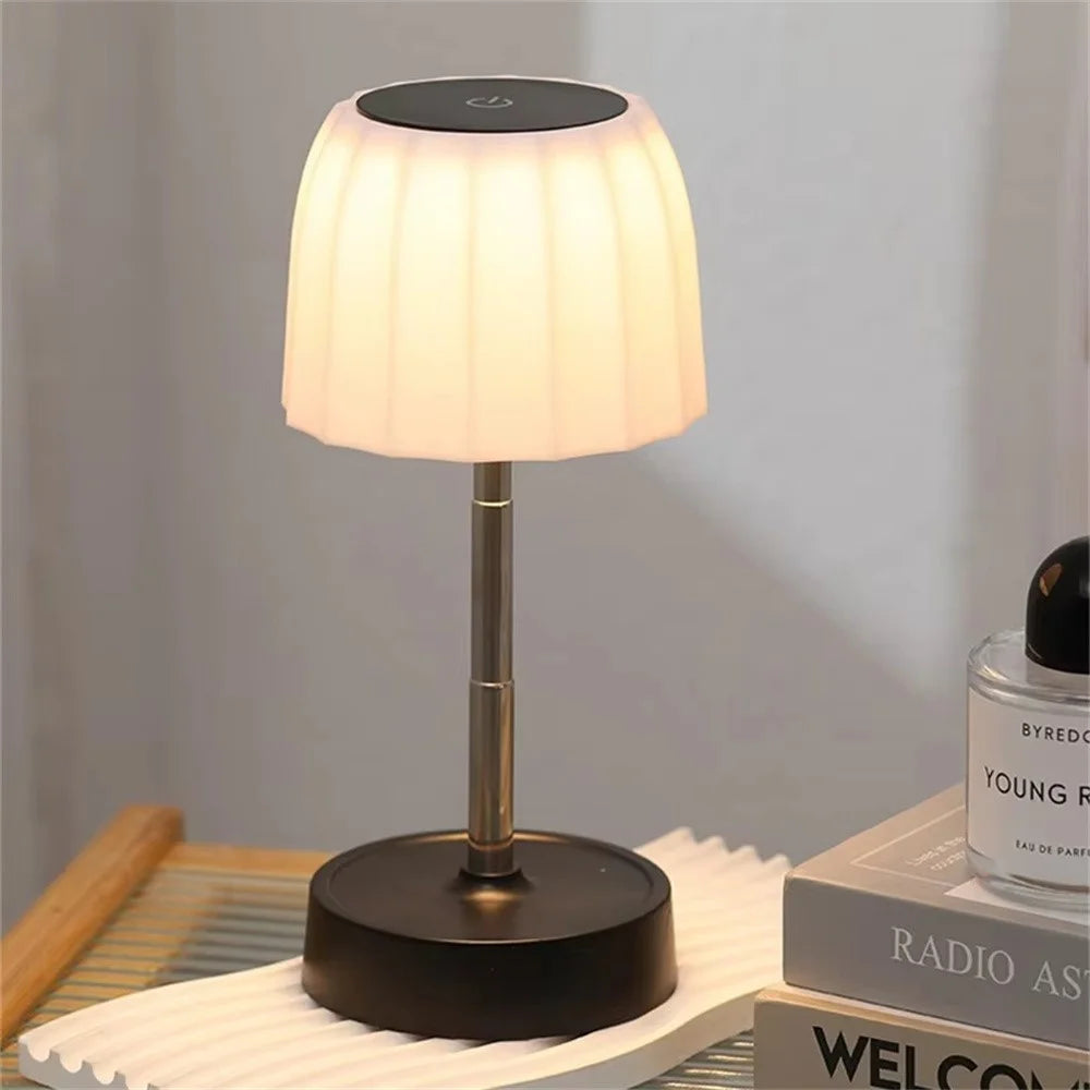 Touch Control LED Table Lamp Rechargeable Wireless Stepless Dimming Desktop Light for Bedroom Living Room - Stripes - 3