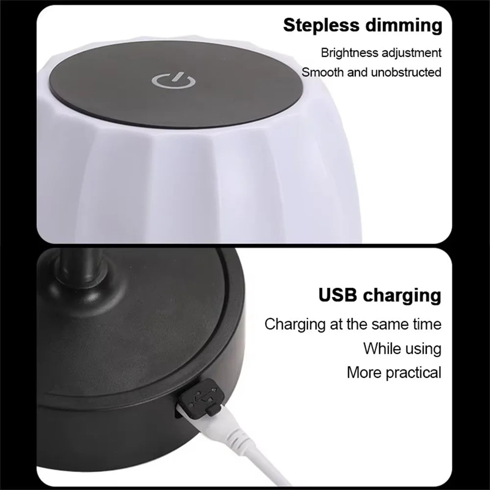 Touch Control LED Table Lamp Rechargeable Wireless Stepless Dimming Desktop Light for Bedroom Living Room - Stripes - 7