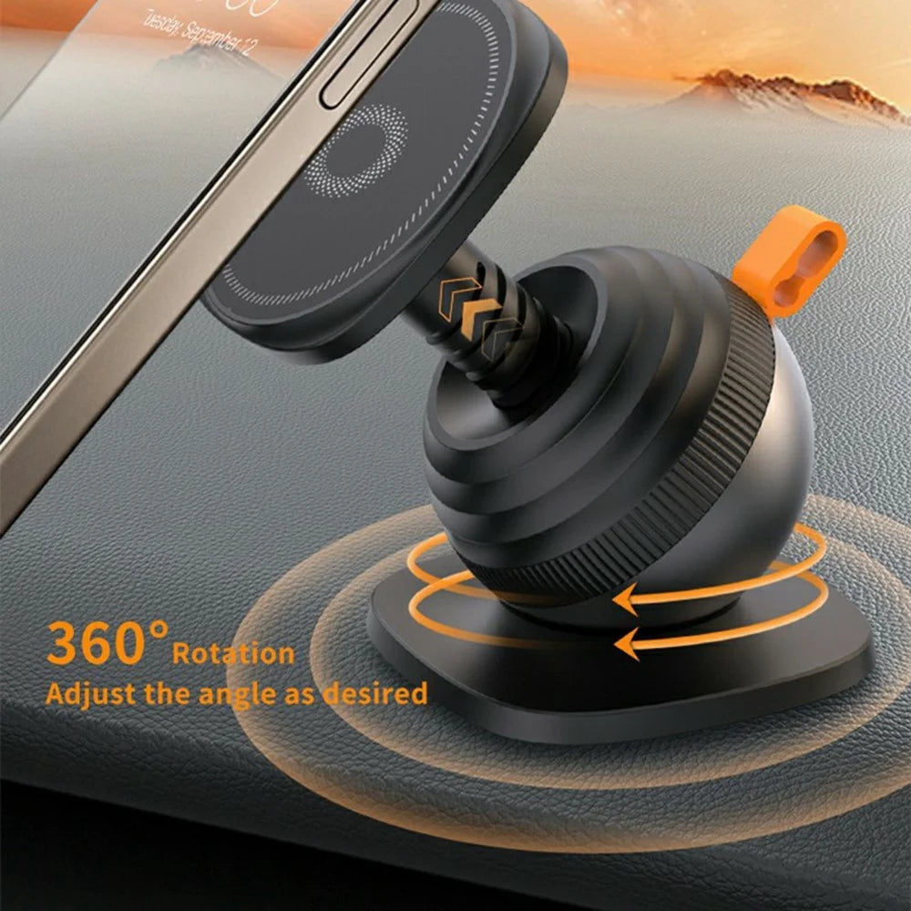 Magnetic Car Phone Holder Adhesive Mount 360 Degree Rotating Cellphone Stand with Cable Clip - Grey - 4