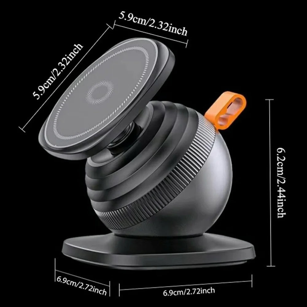 Magnetic Car Phone Holder Adhesive Mount 360 Degree Rotating Cellphone Stand with Cable Clip - Grey - 7