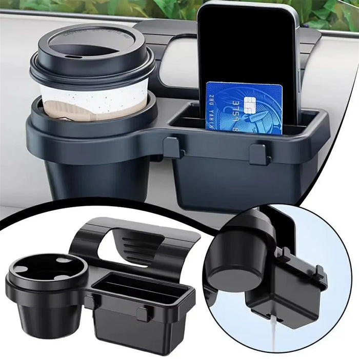 Car Window Organizer Multi-Function Cup Holder Phone Storage Box for Door Side Hanging - Black - 2