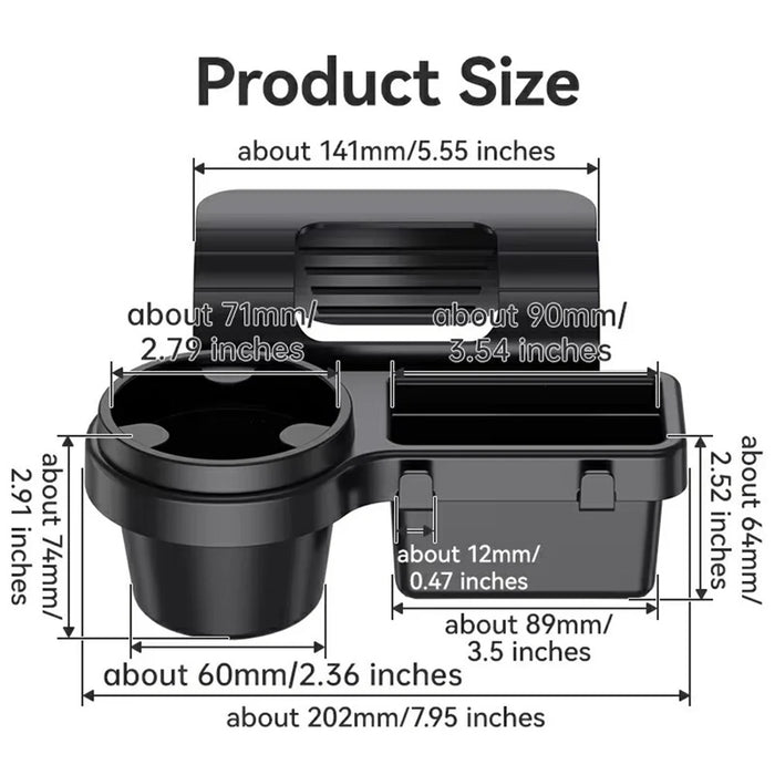 Car Window Organizer Multi-Function Cup Holder Phone Storage Box for Door Side Hanging - Black - 6