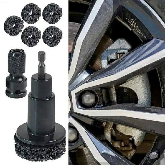 9Pcs Wheel Hub Brake Disc Rust Removal Tool Kit with 5 Grinding Discs Wire Brush Gloves for Car Maintenance - 4
