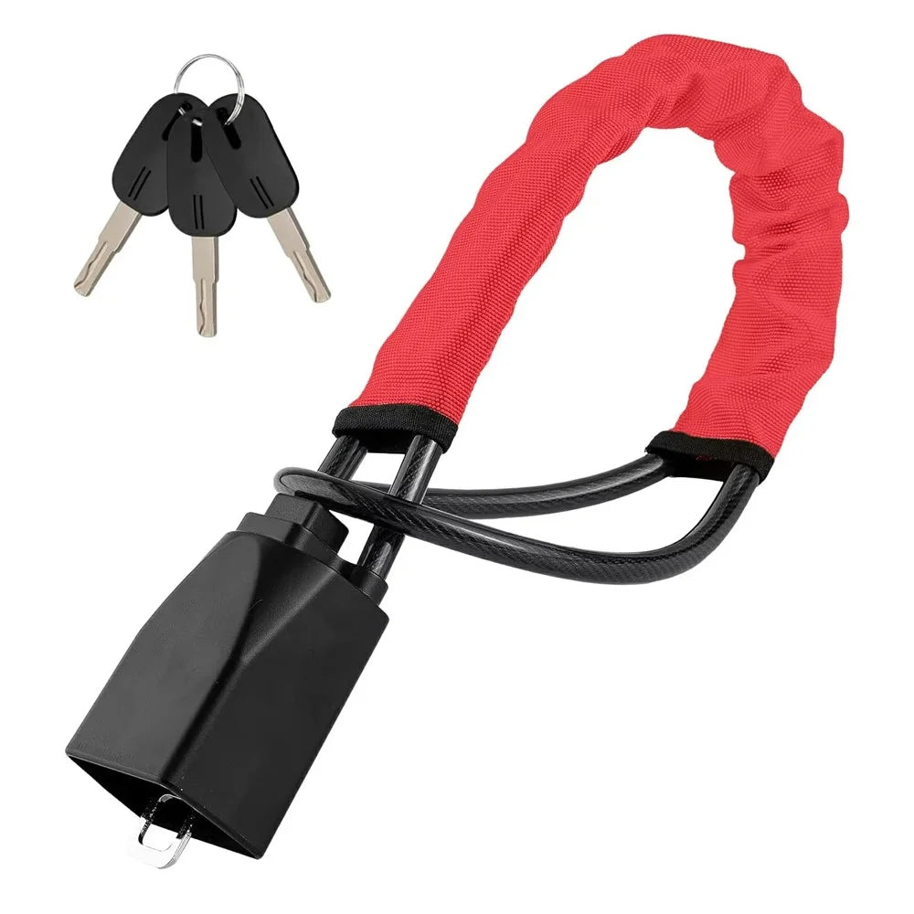 70cm Car Steering Wheel Lock Thickened Steel Wire Anti-Theft Lock with 3 Keys for Truck / SUV / Van - Red - 1