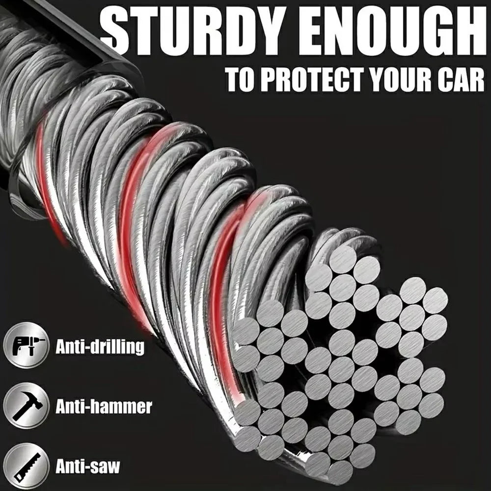 70cm Car Steering Wheel Lock Thickened Steel Wire Anti-Theft Lock with 3 Keys for Truck / SUV / Van - Red - 6