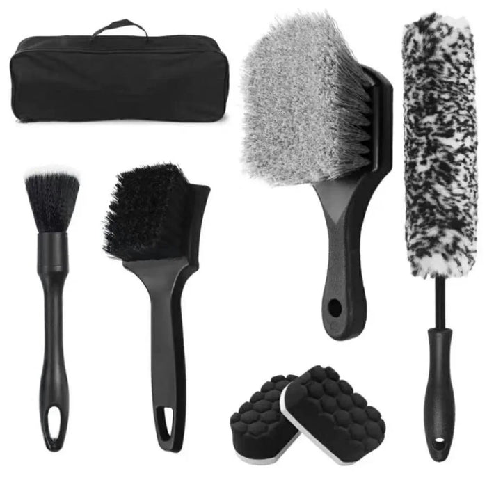 7Pcs Car Detailing Brush Kit Soft Wheel Hub Detail Brush Sponge Pad Car Wash Tools Set - 1