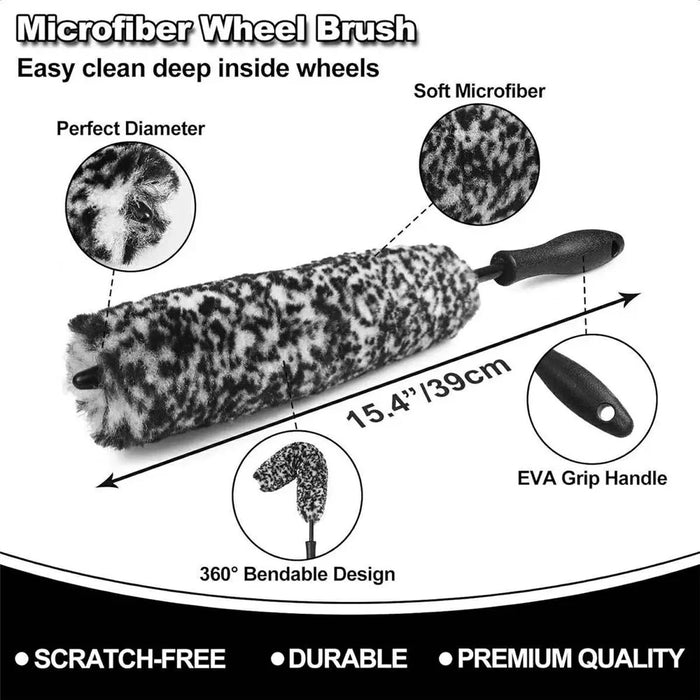7Pcs Car Detailing Brush Kit Soft Wheel Hub Detail Brush Sponge Pad Car Wash Tools Set - 4