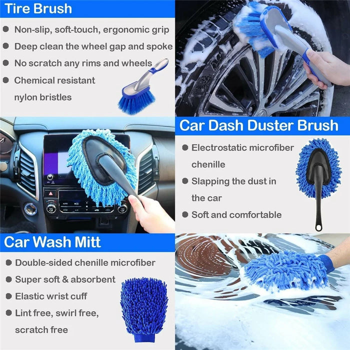 33Pcs Car Cleaning Kit Auto Detailing Tools Drill Brush Microfiber Towel Tire Brush for Interior Exterior - 6
