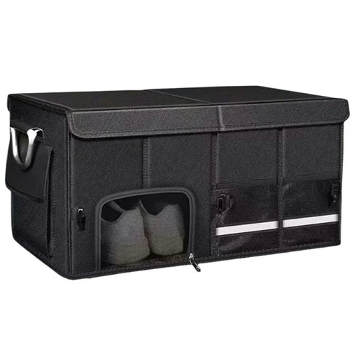 Size L Car Trunk Organizer Waterproof Oxford Cloth Foldable Storage Box with Flip Top - Black - 1