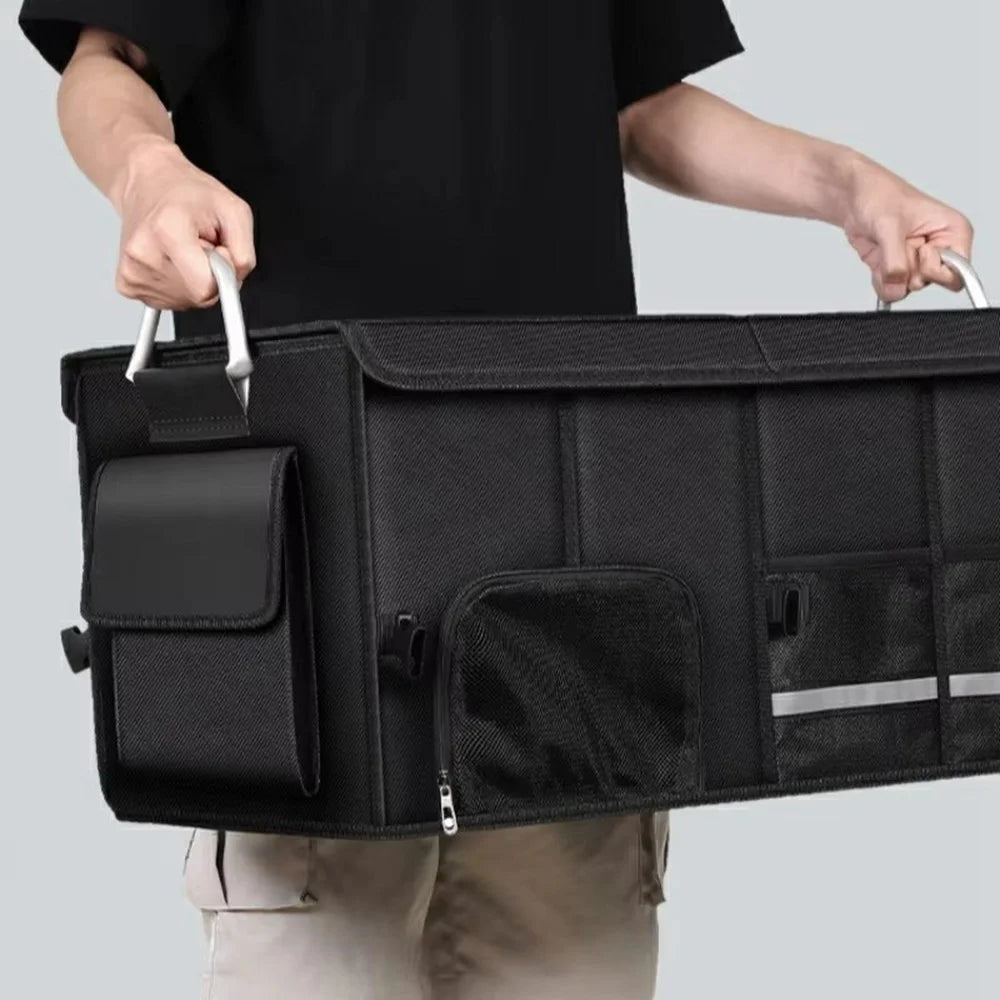 Size L Car Trunk Organizer Waterproof Oxford Cloth Foldable Storage Box with Flip Top - Black - 5