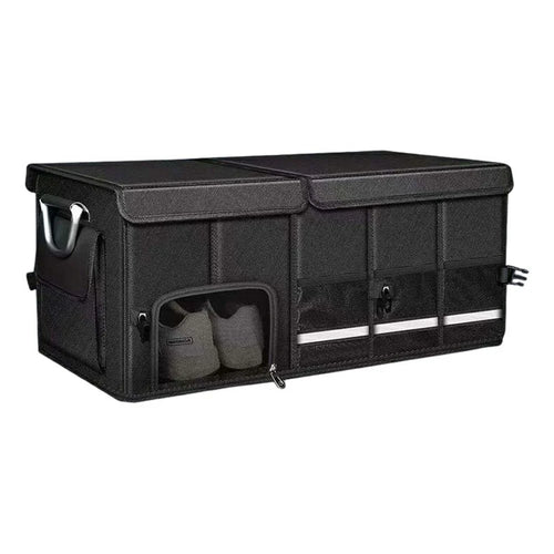 Size XL Car Trunk Organizer Waterproof Oxford Cloth Foldable Storage Box with Flip Top - Black - 1