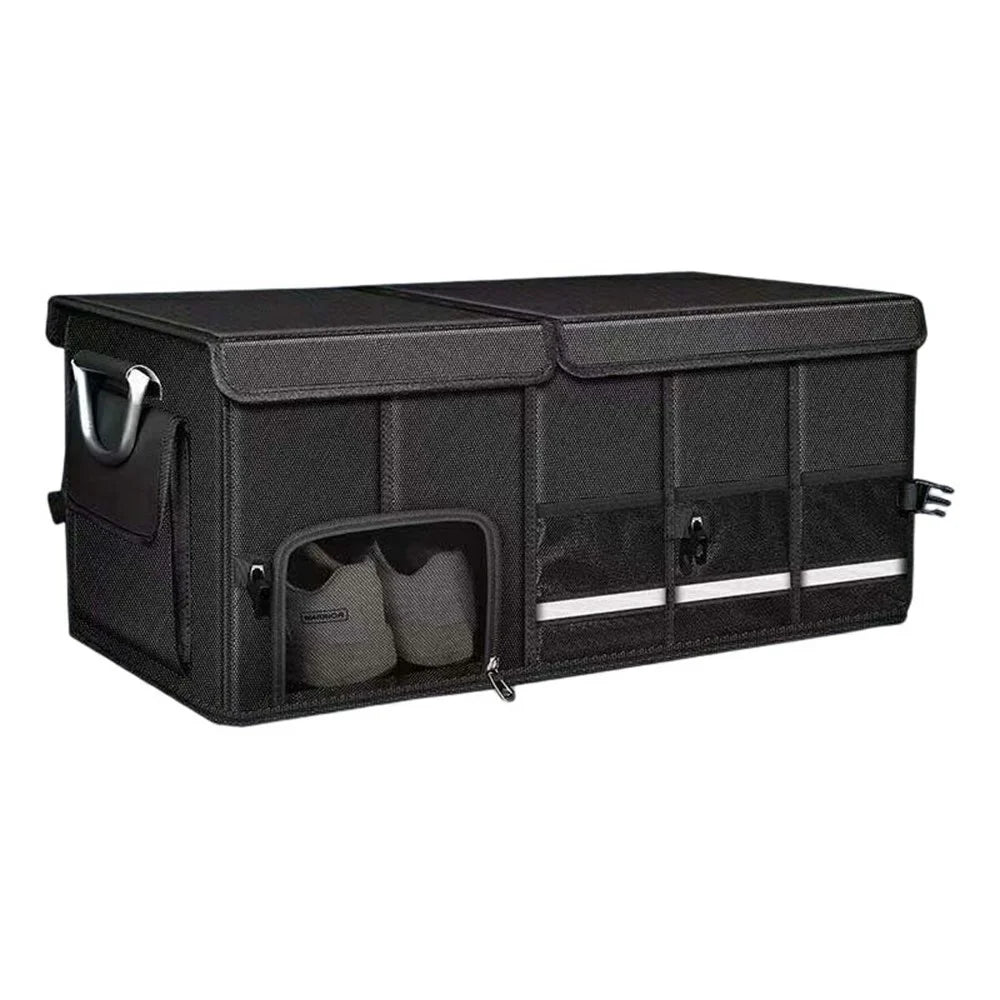 Size XL Car Trunk Organizer Waterproof Oxford Cloth Foldable Storage Box with Flip Top - Black - 1
