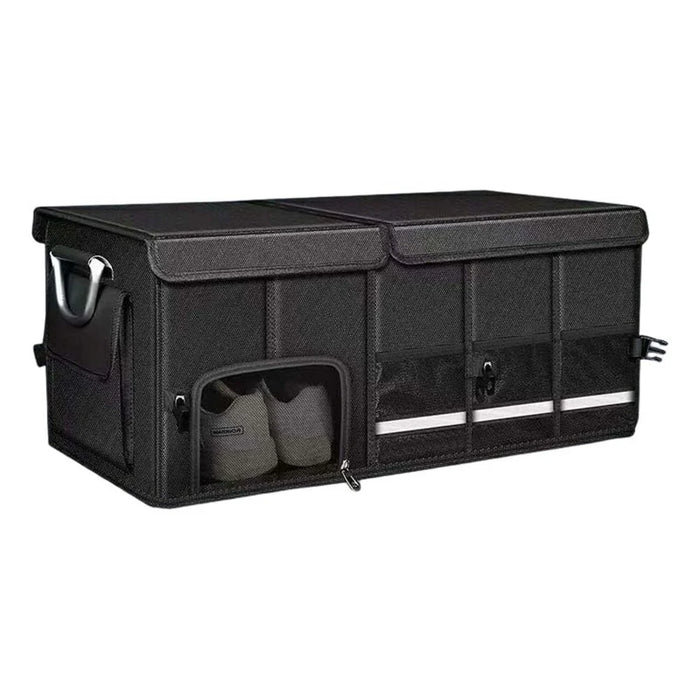 Size XL Car Trunk Organizer Waterproof Oxford Cloth Foldable Storage Box with Flip Top - Black - 1