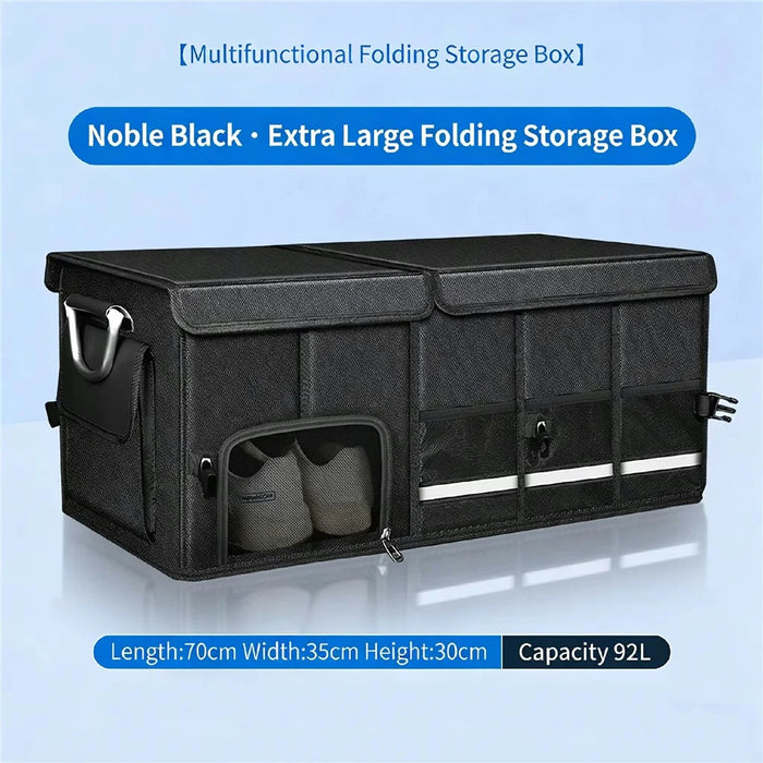 Size XL Car Trunk Organizer Waterproof Oxford Cloth Foldable Storage Box with Flip Top - Black - 3