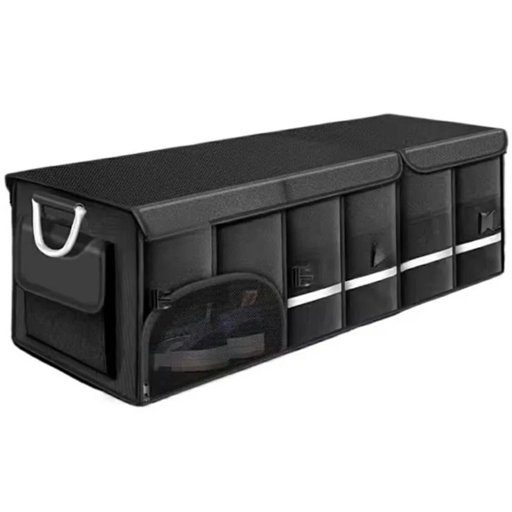 Size XXL Car Trunk Organizer Waterproof Oxford Cloth Foldable Storage Box with Flip Top - Black - 1