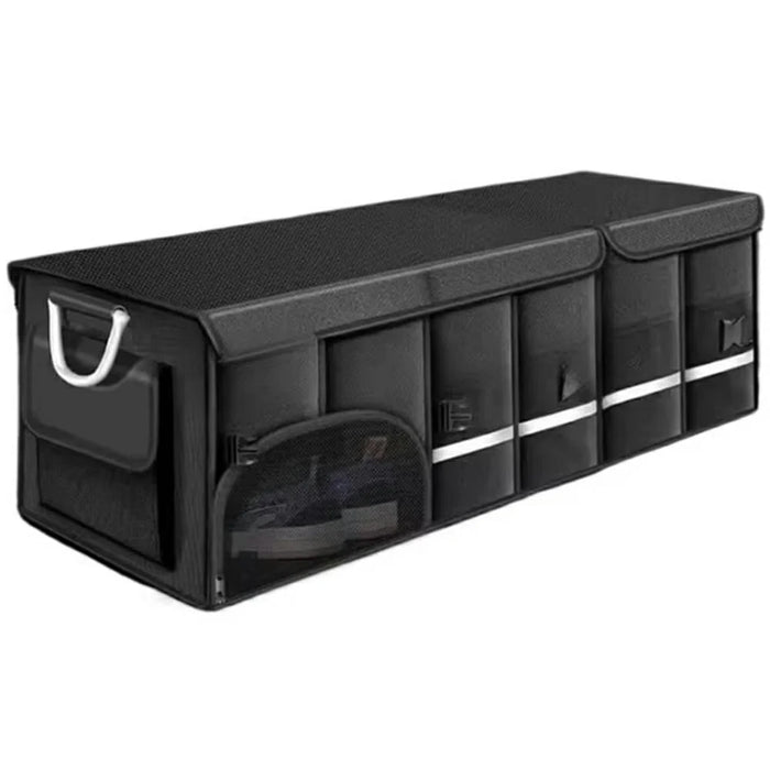 Size XXL Car Trunk Organizer Waterproof Oxford Cloth Foldable Storage Box with Flip Top - Black - 1