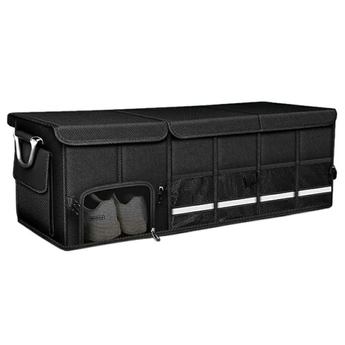 Size XXL Car Trunk Organizer Waterproof Oxford Cloth Foldable Storage Box with Flip Top - Black - 2