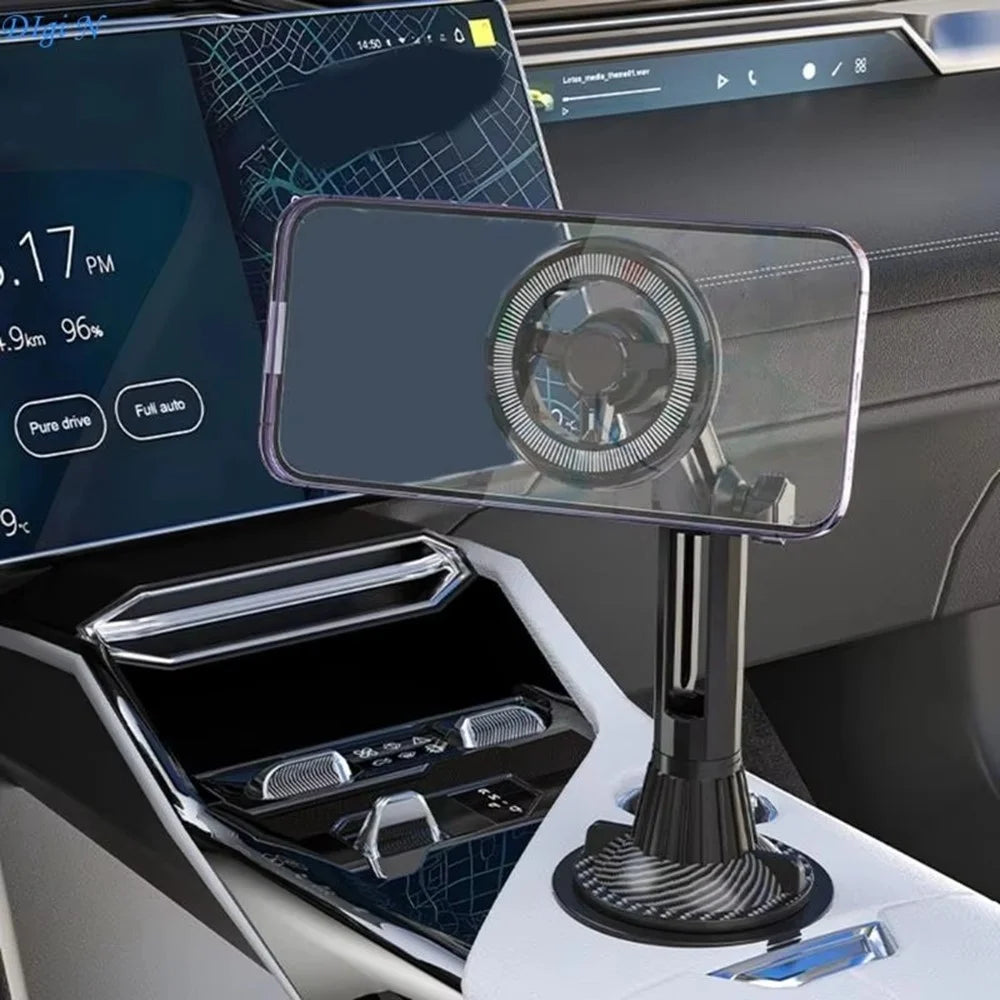 Car Cup Holder Mount 360 Degree Rotatable Magnetic Phone Stand for 4-7 Inch Smartphones - Black - 3
