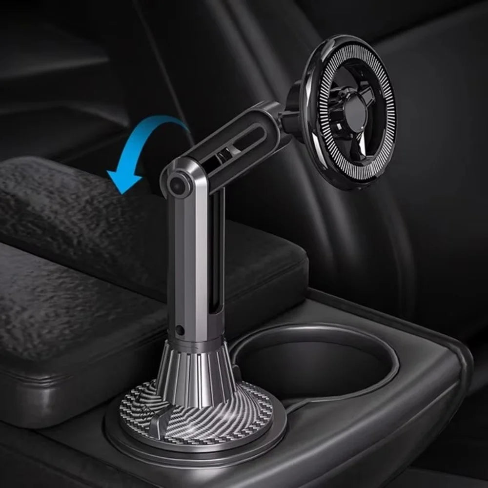 Car Cup Holder Mount 360 Degree Rotatable Magnetic Phone Stand for 4-7 Inch Smartphones - Black - 5