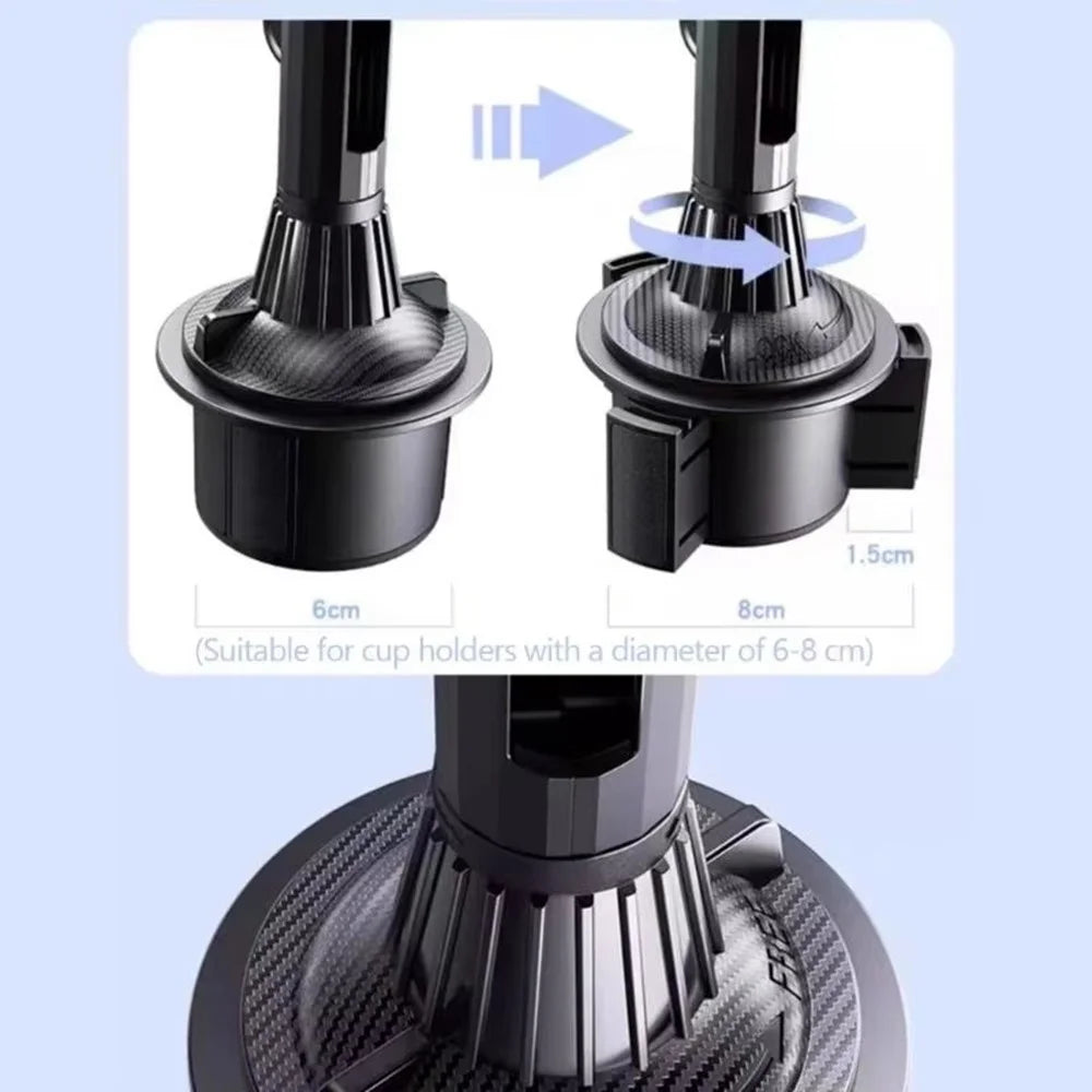 Car Cup Holder Mount 360 Degree Rotatable Magnetic Phone Stand for 4-7 Inch Smartphones - Black - 6