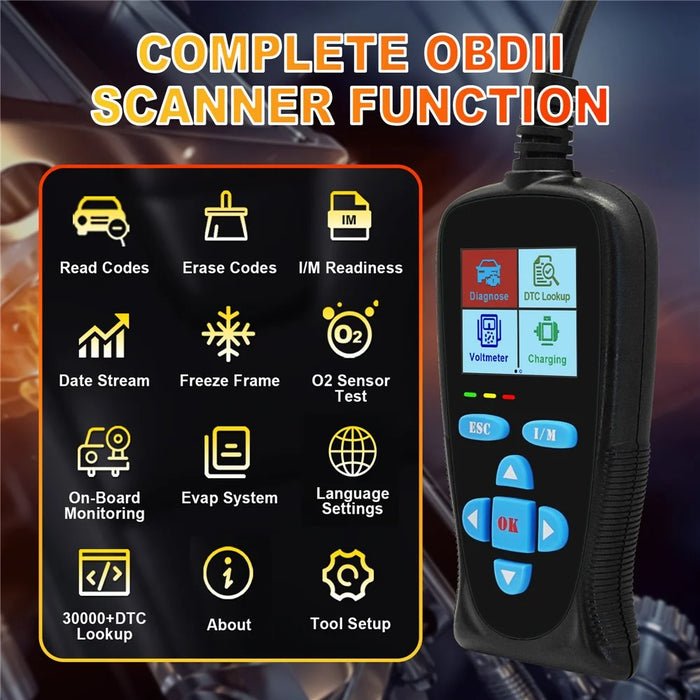 AT200 OBD2 Diagnostic Scanner Tool Built-in Voltmeter 30000+ DTC Codes for Car Fault Detection - 3