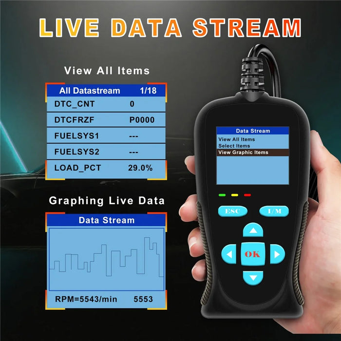 AT200 OBD2 Diagnostic Scanner Tool Built-in Voltmeter 30000+ DTC Codes for Car Fault Detection - 7