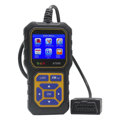 AT500 OBD2 Scanner 2.4 Inch Color TFT Screen Automotive Diagnostic Tool Battery Test for Cars - Black  /  Yellow - 1