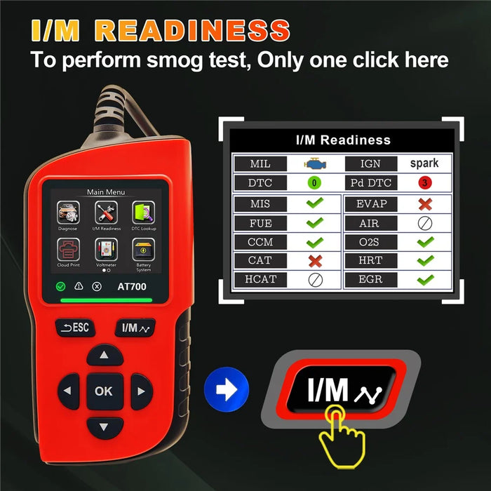 AT700 OBD2 Scanner 2.4 Inch TFT Screen Battery Test Car Diagnostic Tool Support Cloud Print - Red - 5