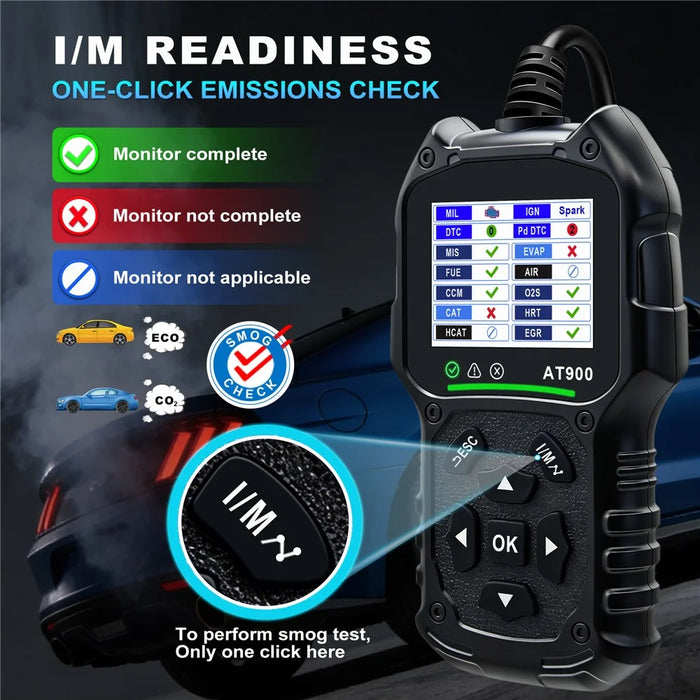 AT900 OBD2 Car Diagnostic Scanner Tool Support Cloud Print 2.4 Inch TFT Screen Battery Tester for Engine Check - Black - 5