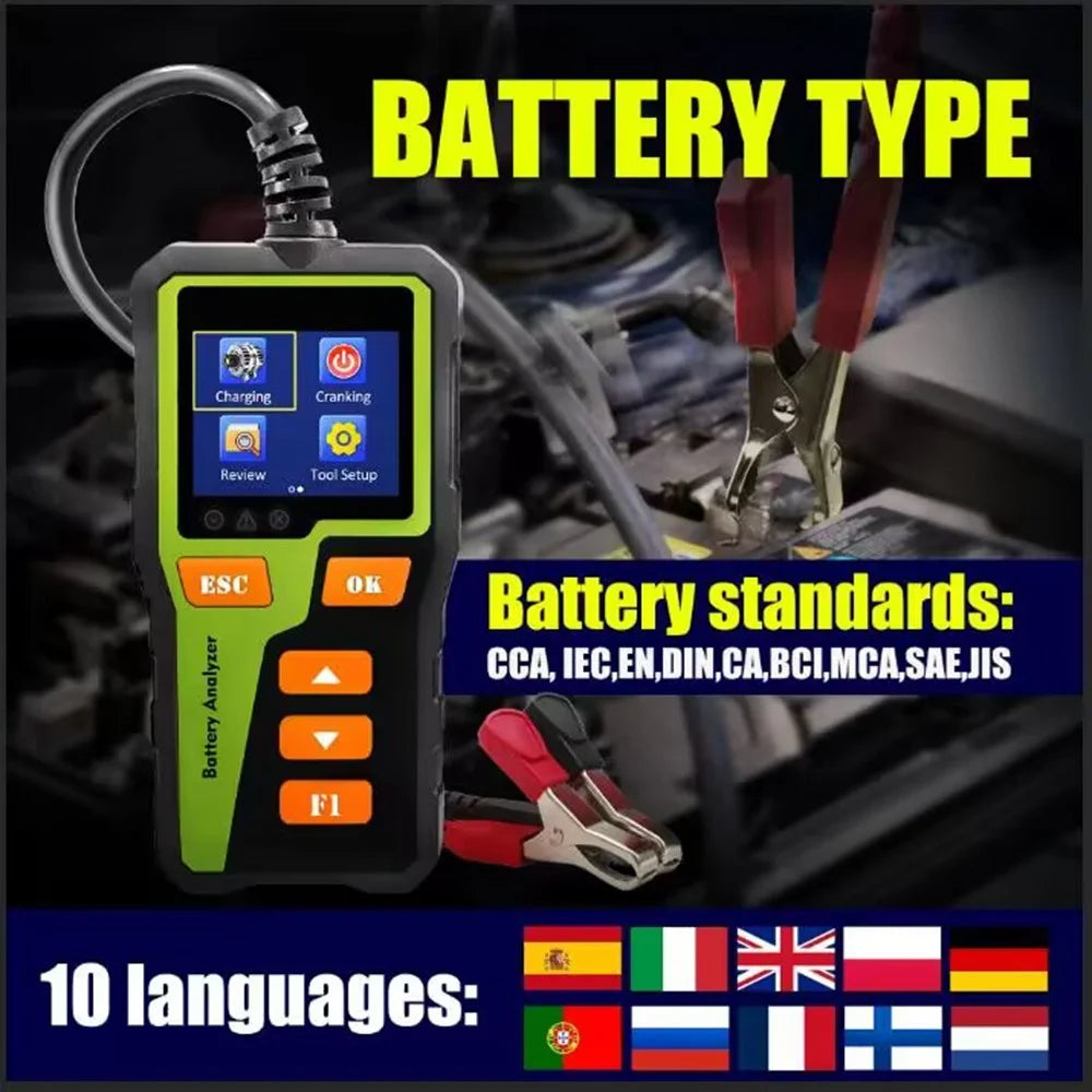 BT30 1.8 Inch TFT Screen Battery Tester Analyzer 6V / 12V / 24V Car Motorcycle Truck Lead Acid Battery Health Tester - 2