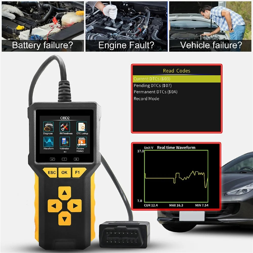 BT80 2 in 1 OBD2 Scanner 6V-24V Battery Tester Diagnostic Tool for Car Motorcycle Truck - 3
