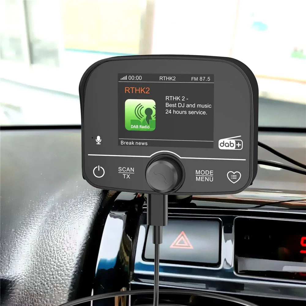 C9 Car DAB Digital Radio Receiver Bluetooth-compatible 2.4 Inch Touch Screen USB-C FM Transmitter for Car Audio - Black - 3