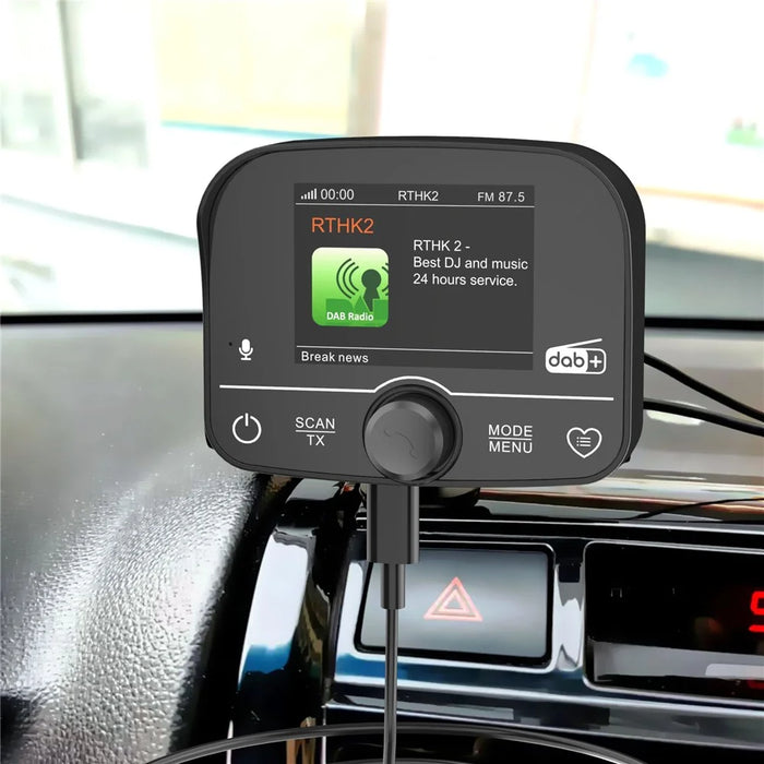 C9 Car DAB Digital Radio Receiver Bluetooth-compatible 2.4 Inch Touch Screen USB-C FM Transmitter for Car Audio - Black - 3