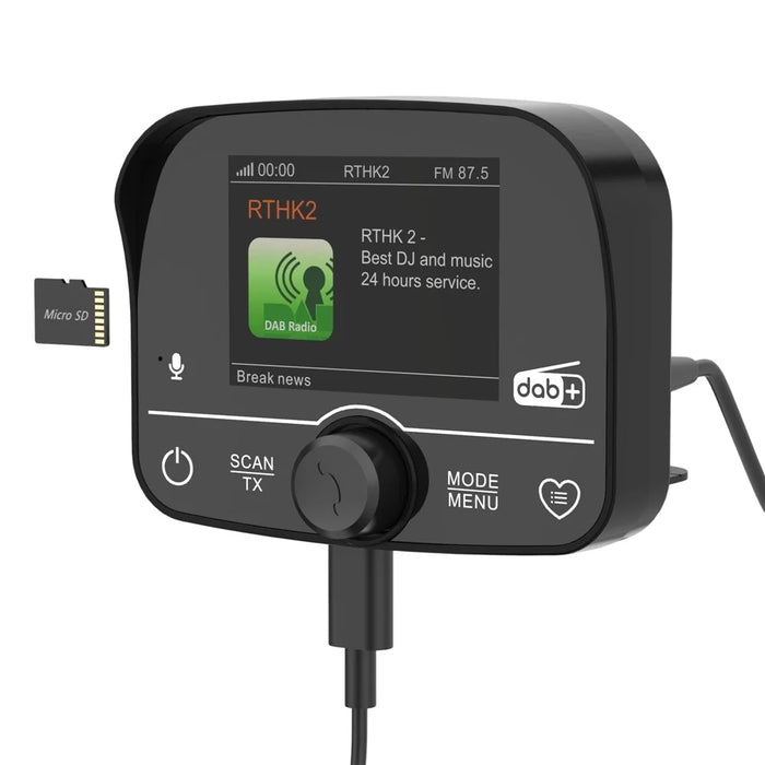 C9 Car DAB Digital Radio Receiver Bluetooth-compatible 2.4 Inch Touch Screen USB-C FM Transmitter for Car Audio - Black - 7