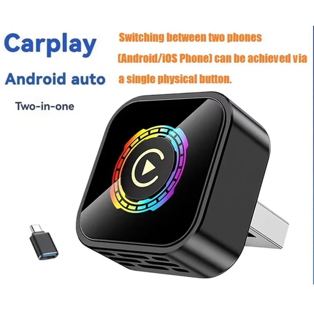 Q1A 2 in 1 Wireless CarPlay Android Auto Adapter BT5.0 Dual Band WiFi USB Dongle with One Button Switching - Black - 2