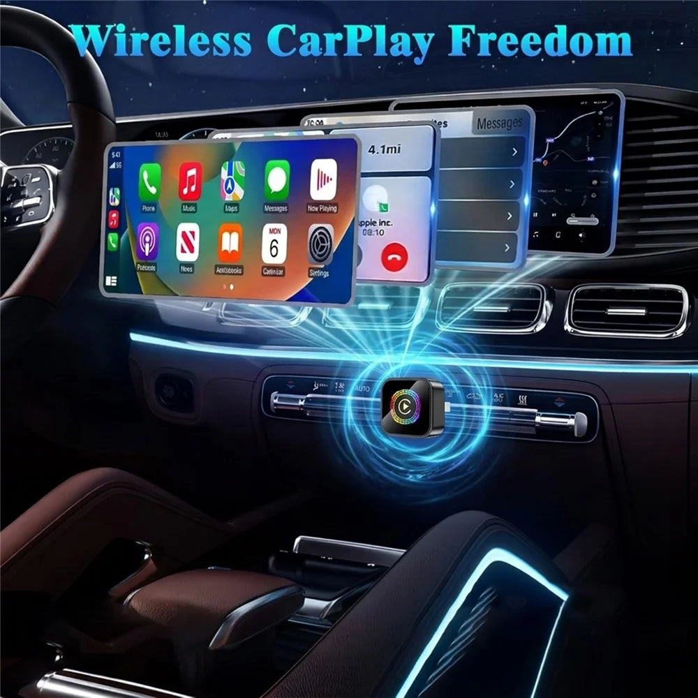 Q1A 2 in 1 Wireless CarPlay Android Auto Adapter BT5.0 Dual Band WiFi USB Dongle with One Button Switching - Black - 4
