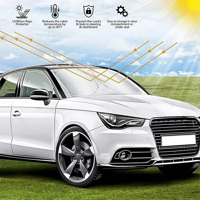 160x86cm Car Windshield Sunshade Foldable Titanium Silver UV Protection Heat Insulation Sun Shade for Vehicle - 6