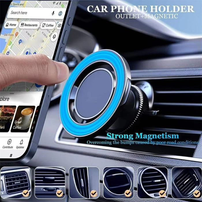 2-in-1 Car Phone Holder Magnetic Dashboard Air Vent Mount 360 Degree Rotation Universal Adjustable Stand - 2