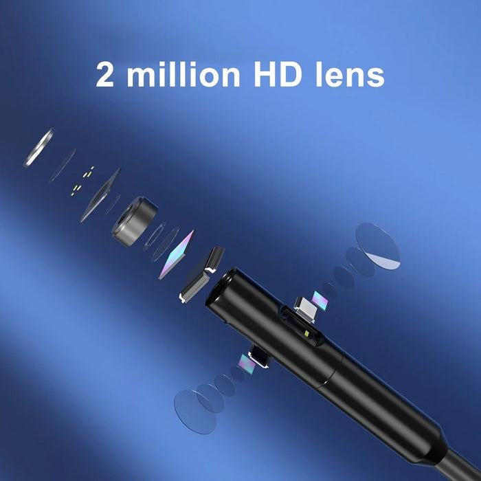 P50 5m Hard Wire Waterproof Endoscope 8mm Tri-Lens HD Borescope 4.5'' Screen Pipe Inspection Camera Borescope - 4